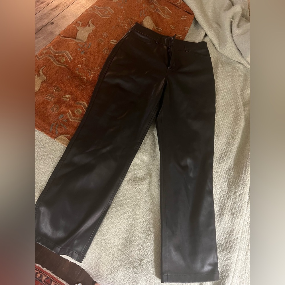 Mango Black Leather Trousers